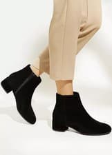Image of Women Boots Pippie Black Low-Heel Suede Ankle Boots -Dune London UK 6 EU 39- NEW