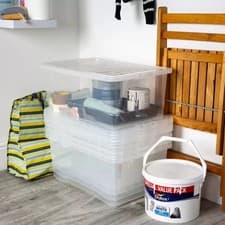 Image of Wham 45L Crystal Clear Plastic Box and Lid- 5 Pack