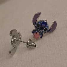 Image of Disney Lilo & Stitch Stud Blue Flower Earrings Stitch Gift Girls Jewellery New