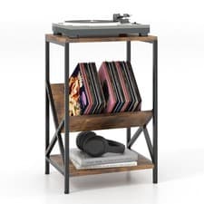 Image of 3-Tier Record Player Stand Record Holder Shelf Display Shelf Bedroom End Table