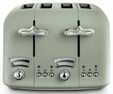 Image of Delonghi CT04GR Argento Flora 4 Slice Toaster with Defrost Function 1800W Green