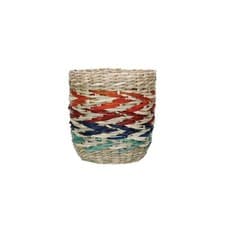 Image of KitchenCraft Seagrass Plant Basket with Rainbow Striped and Lightweight Design