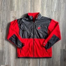 Image of Red and black Vintage Wisconsin fleece jacket ( Size XL )