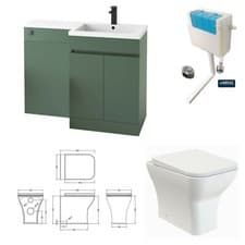 Image of Vanity Unit Sink Basin Toilet Combined Furniture RH LH Hand 1100mm L Shape WC