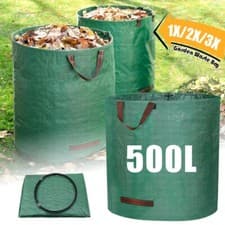 Image of 500L Garden Waste Bags Heavy Duty Large Refuse Storage Sacks with Handles 1/2/3X