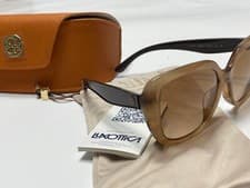 Image of Tory Burch Milky Brown Tortoise Light & Dark Brown Gradient Sunglasses w/ Case