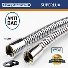 Image of SHOWER HOSE Chrome Stainless Steel 11mm Bore Short/Long SuperLux Fast Flow WRAS