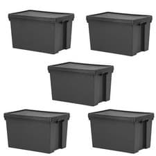 Image of Wham Bam 62L Heavy Duty Storage Box Black Single 3-Pack 5-Pack