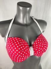 Image of NEW Boux Avenue Red Mix Santa Barbara Spot Bow Bikini Top Size UK 32 E F