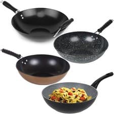 Image of Deep Saute Non Stick Wok Pans Ceramic Coated Induction Chinese Stir Fry Frying