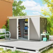 Image of Metal Gardening Storage Shed Outdoor Equipment Tool Box Shelter Foundation Kit