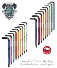 Image of Wera Hex-Plus Multi Colour Ball-End Hex Allen Key Metric or Imperial Choose Size