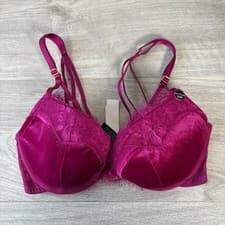 Image of Ann Summers The Daring Desire Padded Plunge Bra Burgundy Brand New Tags RRP