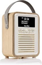 Image of VQ Mini DAB Radio Bluetooth FM Digital DAB+ Alarm Clock Mains Battery - Oak