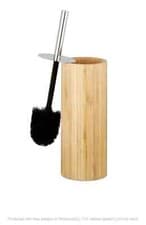 Image of Bamboo Toilet Brush with Free Standing Holder Bathroom Cleaning Brush & Butler