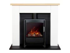 Image of Adam Chester Fireplace Pure White + Keston Electric Stove Black, 39"