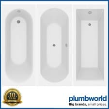 Image of Modern Bathroom Single & Double Ended Straight Bath Gloss White Acrylic Bathtub