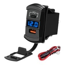 Image of USB Car Power Adapter Dual Port Digital Display For QC3.0 PD Charging 12V 24V