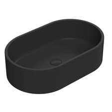 Image of Modern Oval Bathroom Basin Matt Black Vitreous China Countertop Wash Bowl Sink