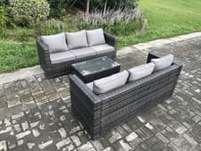 Image of Fimous Outdoor Rattan Garden Furniture Set Patio Sofa Set with Side Coffee Table