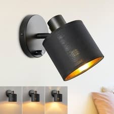 Image of Lightess Wall Lamp Black-Gold Wall Lights Fabric Face Spotlight E27 Socket 40...