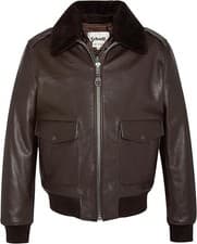 Image of SCHOTT NYC MEN'S LEATHER JACKET (L) LCFLYW22 BROWN * RRP £440.00 * BNWT