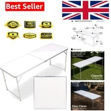 Image of 4ft Folding Outdoor Camping Kitchen Work Top Table, White, Aluminum & Steel
