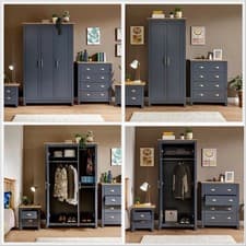 Image of Lancaster Range 3 / 4 Piece Bedroom Furniture Set Wardrobe 4 Drawer Chest Blue
