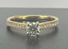 Image of 18ct Yellow Gold 0.4ct Diamond Solitaire Ring, UK Size N