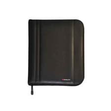 Image of Monolith Leather Look Zipped Ring Binder conference folder PU A4 Black 2754