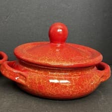 Image of De Silva Clay Crock/Tureen/Pot Terracotta Oven Safe Dish W/Lid Made In Italy NEW