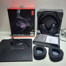 Image of ASUS ROG Delta S RGB Quad DAC Wired Gaming Headset Black USB C Near Mint Boxed.