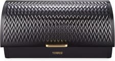 Image of Tower Empire Roll Top Bread Bin, Stainless Steel, Black and Brass, One Size