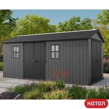 Image of Keter Newton Plus 17ft x 7ft 5" (5.1 x 2.2m) Dual Entry Shed Storage Shed Grey