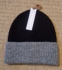 Image of Accessorize Ladies Grey Black Beanie Wool Winter Hat Xmas Gift