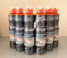 Image of 6x 250ml XL LOreal Men Magnesium Defence Hypoallergenic Antiperspirant Deodorant