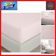 Image of Fine Linens Bedroom 200 Thread Count Cotton Percale Double Fitted Sheet 32cm ...