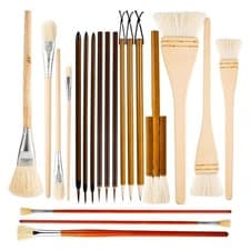 Image of 20pcs Pottery Glaze Brushes Set Ceramic Brushes with Long Handle Different