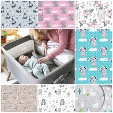 Image of 2x fitted sheet compatible JOIE ROOMIE GLIDE bedside crib co-sleeper ANIMALS