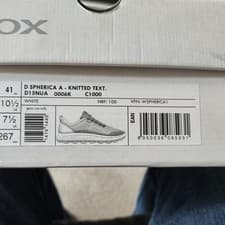 Image of Geox Women's Spherica A Sneaker White Knitted Text.