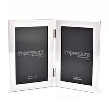 Image of Impressions Photo Frame Matt/Shiny Silver Double 4" x 6"