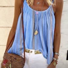 Image of Womens Swing Vest Sleeveless Cami Top Ladies Strappy Flared plus size Tops Shirt