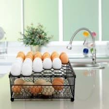 Image of 2-Tier Country Rustic Black Chicken Wire 36 Eggs Display Tray & Storage Basket