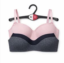 Image of Tu Lingerie 2 Pack Bras 32B Soft Moulded Cups Pink & Grey T-Shirt Bras Bnwt