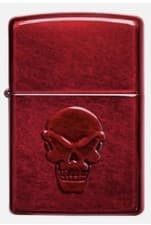 Image of Zippo Windproof Lighter DOOM MENACING SKULL Candy Apple Red BNIB FAST POST