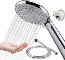 Image of Chrome Shower Head with 1.5m Silver Hose Set Replacement For Grohe Mira Triton