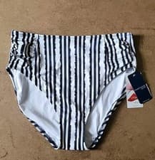 Image of New Fantasie Navy Mix Striped Lycra Xtra Life Bikini Size Medium