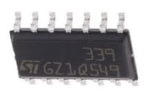 Image of 1 x STMicroelectronics LM339D Quad Comparator, CMOS/TTL O/P, 1.3μs 2 â?? 36 V 1