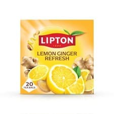 Image of Lemon Ginger Refresh Fruit Infusion Herbal Tea Bags 20 Plant Based Pyramid Bags
