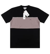Image of Lacoste T-Shirt Men's 2XL Noir Gris Fonce Colourblock Jersey Classic Fit NWT